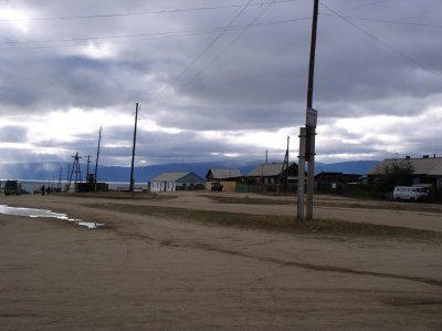 Chuzir, square in late afternoon, electricity is made locally by diesel agregates and are distribuded by wires in village resort