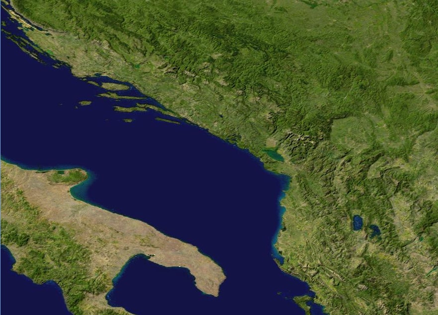 Satelitní mapa západního Balkánu