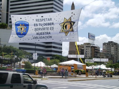 On arrival day Chaves got the army into the streets. Label on Altamira that local police makes their work well